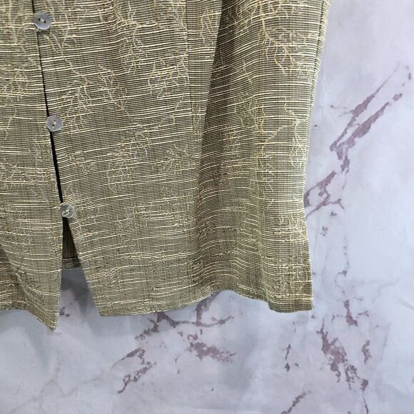 The Territory Ahead Vest Womens Large Beige Gold Tan Loop Button Jacket Jacquard - Picture 4 of 10